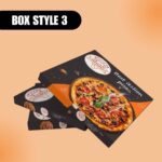 Three stacked black pizza boxes with vibrant images of a pizza featuring tomatoes and olives. Text reads "Best Italian Pizza," set against a peach background.